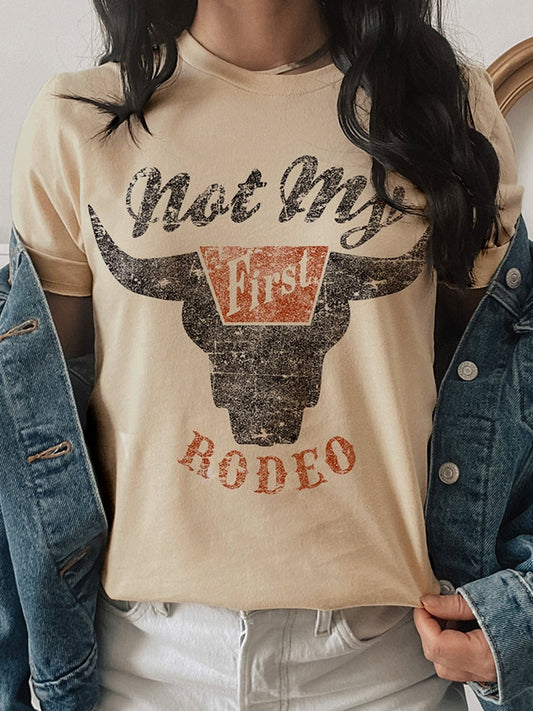 Yellow T-Shirt for Women - Graphic Tee "Not My First Rodeo"